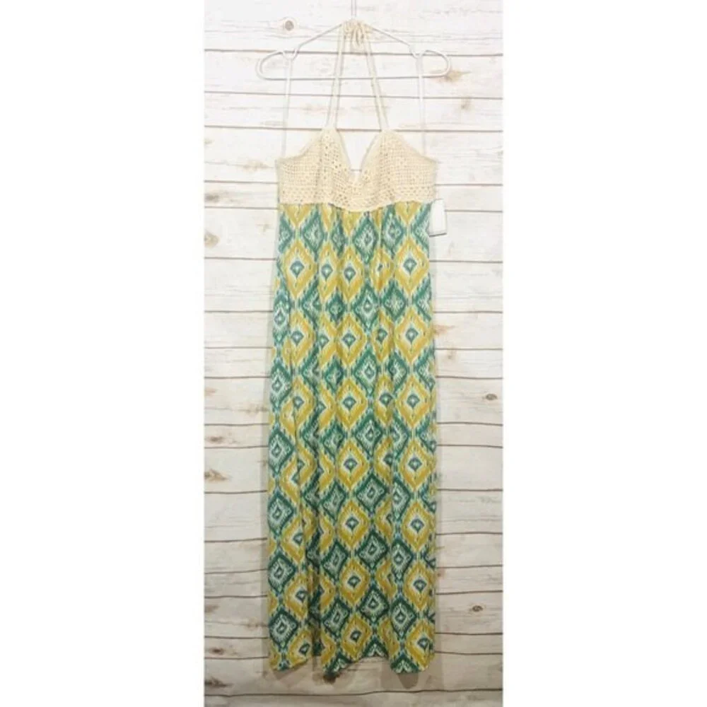 Grass collection halter back cable knit front maxi size L